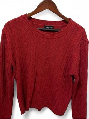 Love University Red Crewneck Cable-Knit Sweater